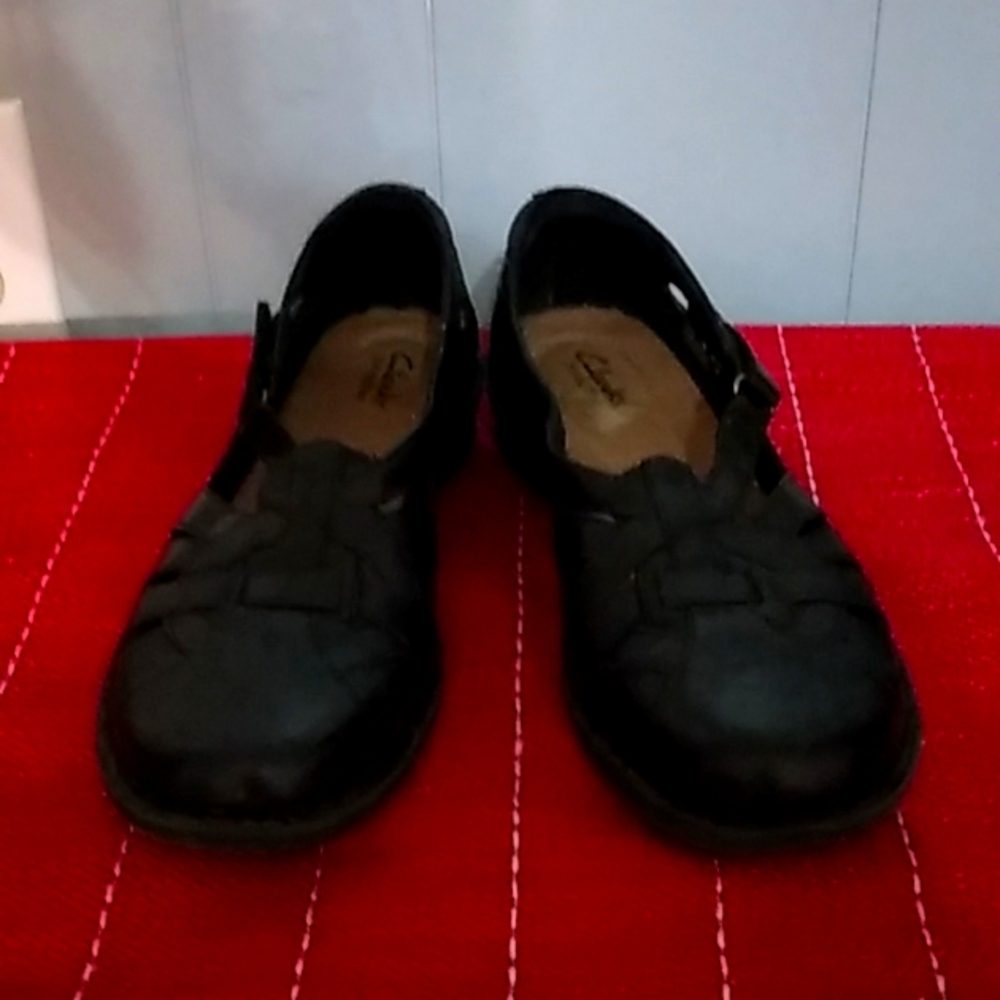 Clarks, black leather Shoes, Sz 10M